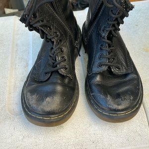 Dr.Martens Black Leather Lace up Boots side zip size: 12
